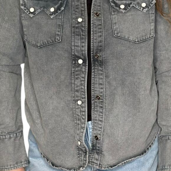 THE GREAT‎ The Howdy Gray Corduroy Snap Button Western Shirt Jacket Women's Med - Picture 5 of 8